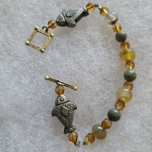 Fish Charm Beaded Bracelet